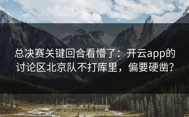 总决赛关键回合看懵了:开云app的讨论区北京队不打库里,偏要硬凿?