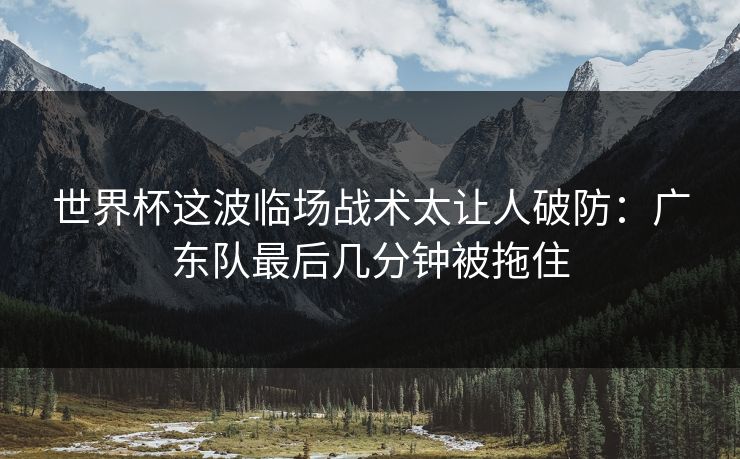 世界杯这波临场战术太让人破防:广东队最后几分钟被拖住