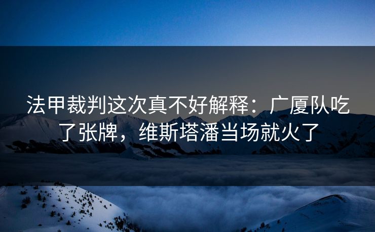 法甲裁判这次真不好解释：广厦队吃了张牌，维斯塔潘当场就火了